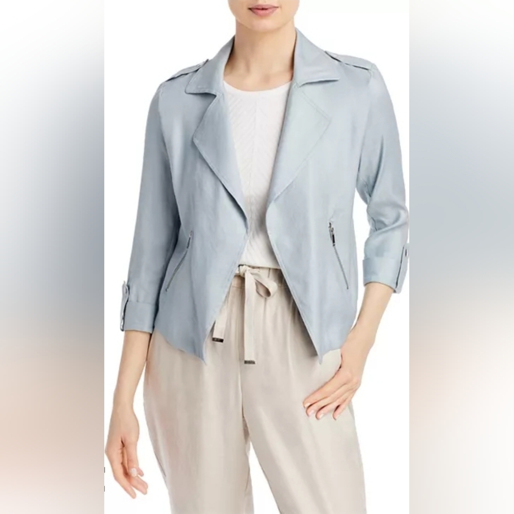 Linen Blend Moto Jacket